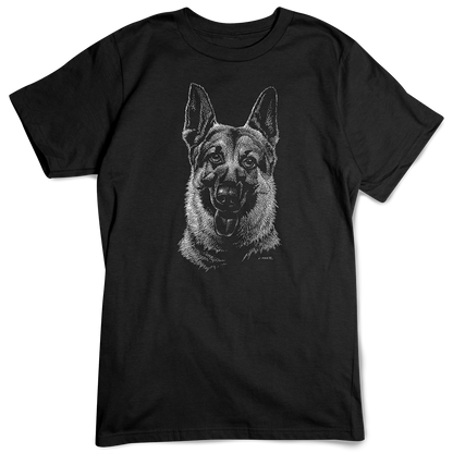 German Shepherd T-shirt, Scratchboard Dog Breed