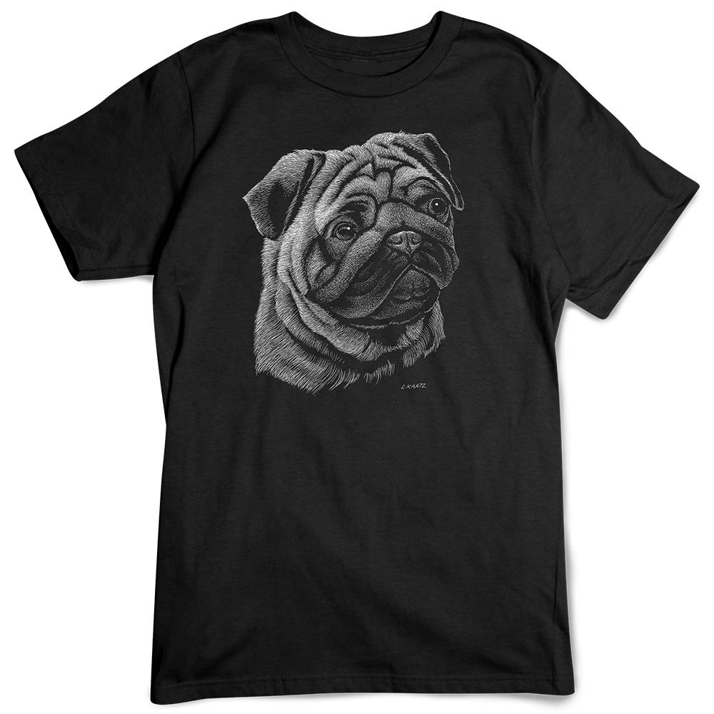 Pug T-shirt, Scratchboard Dog Breed