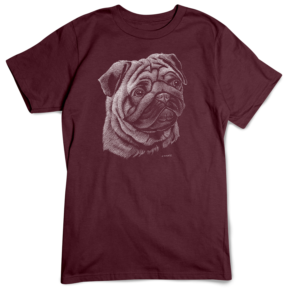 Pug T-shirt, Scratchboard Dog Breed