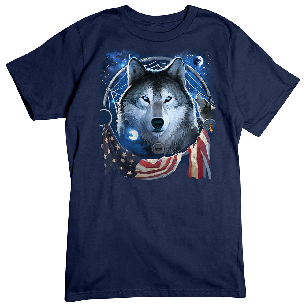 Wolves American Flag Dream Catcher T-Shirt
