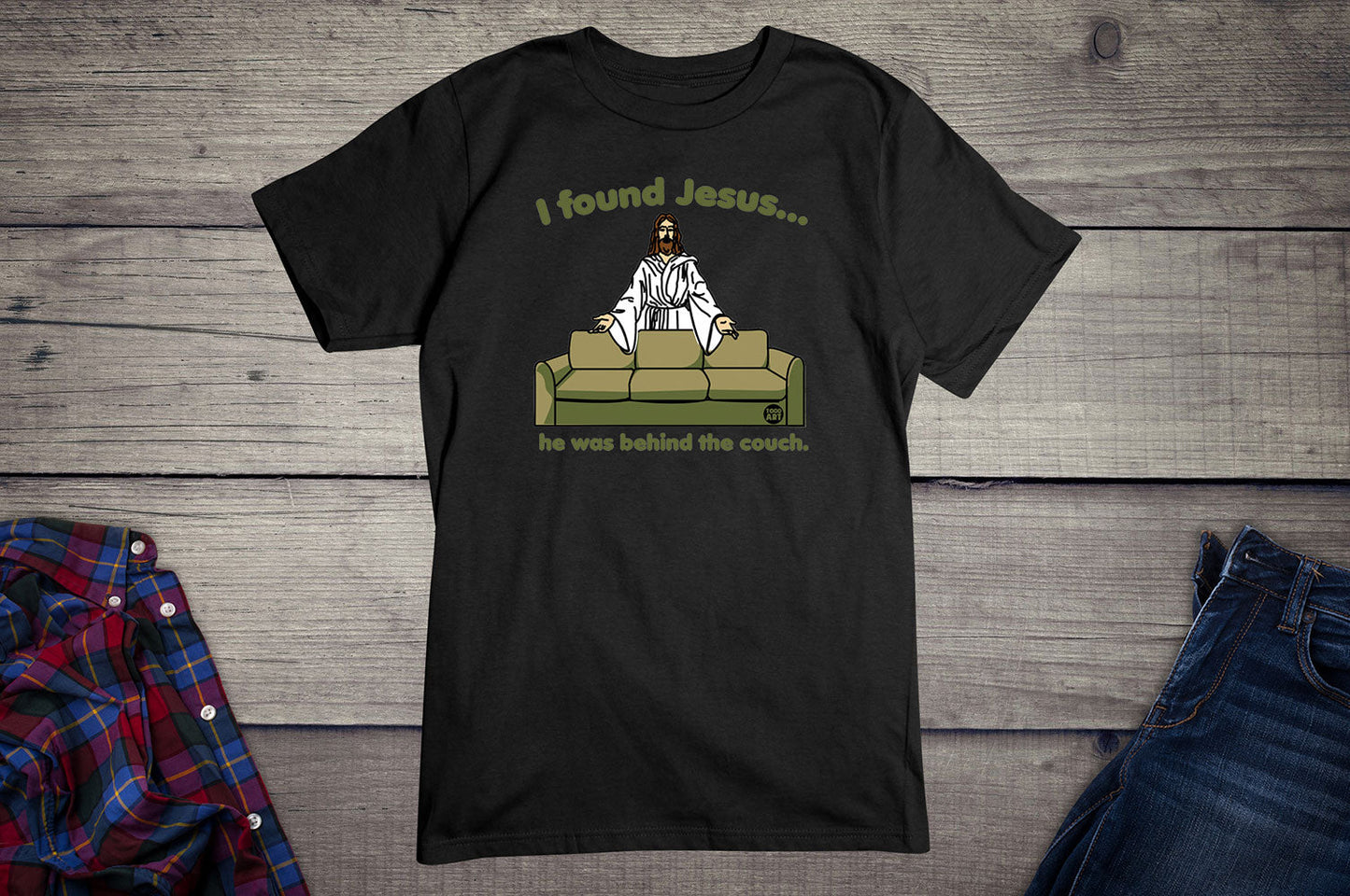 Todd Goldman Art I Found Jesus Behind the Couch T-Shirt