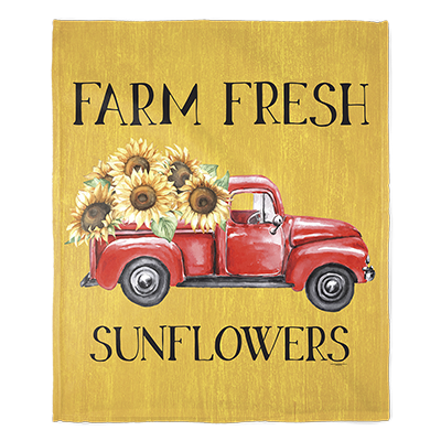 50" x 60" Farm Fresh Sunflowers Plush Minky Blanket