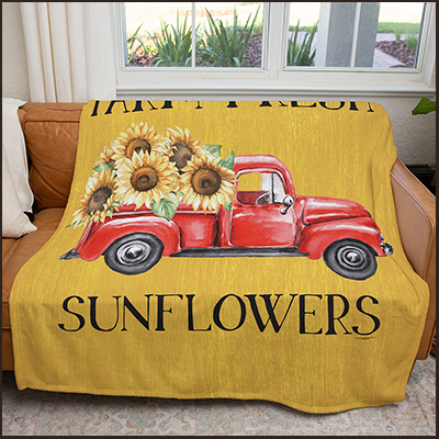 50" x 60" Farm Fresh Sunflowers Plush Minky Blanket