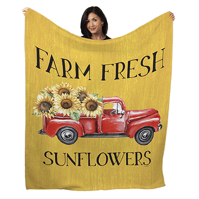 50" x 60" Farm Fresh Sunflowers Plush Minky Blanket