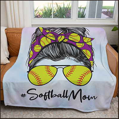 50" x 60" Softball Mom Plush Minky Blanket