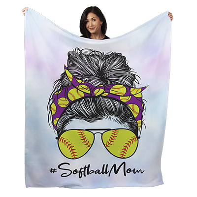 50" x 60" Softball Mom Plush Minky Blanket