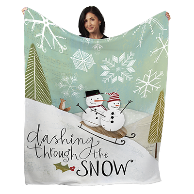 50" x 60" Dashing Snowmen Plush Minky Blanket