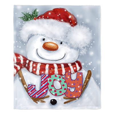 50" x 60" Joy Snowman Plush Minky Blanket