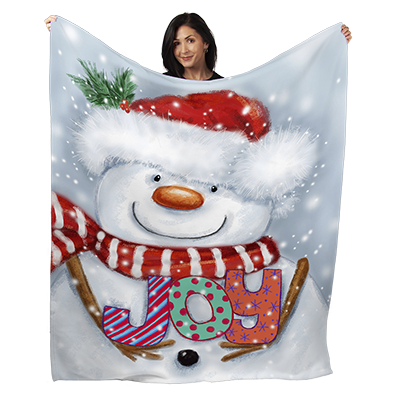 50" x 60" Joy Snowman Plush Minky Blanket