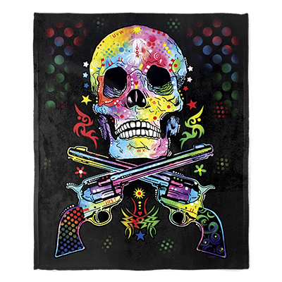 50" x 60" Skull Guns Plush Minky Blanket