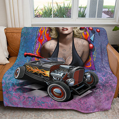 50" x 60" Hot Rod Icon Plush Minky Blanket