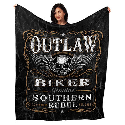 50" x 60" Outlaw Biker Plush Minky Blanket