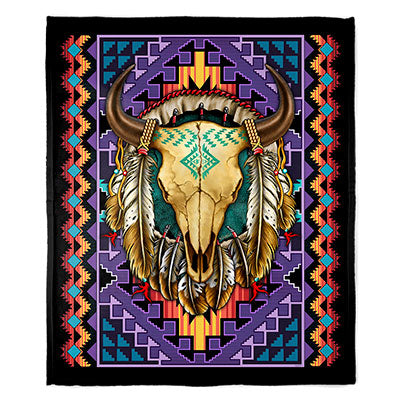 50" x 60" Buffalo Skull Plush Minky Blanket