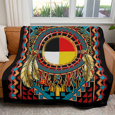 50" x 60" Medicine Wheel Plush Minky Blanket