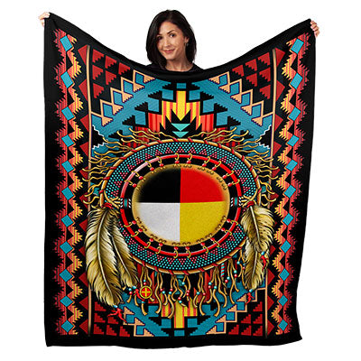 50" x 60" Medicine Wheel Plush Minky Blanket