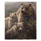 50" x 60" Denali Family Grizzly Bears Plush Minky Blanket
