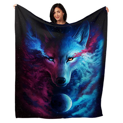 50" x 60" Dual Wolf Plush Minky Blanket