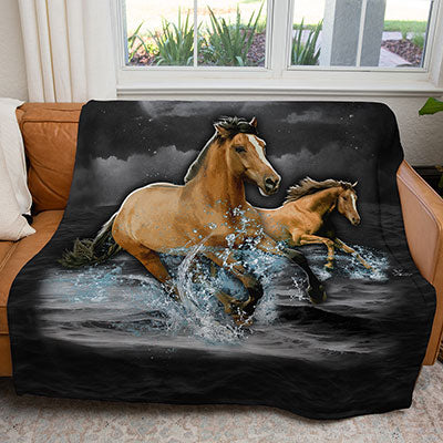 50" x 60" Horse Wilderness Plush Minky Blanket