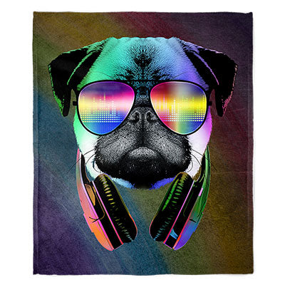 50" x 60" DJ Pug Plush Minky Blanket