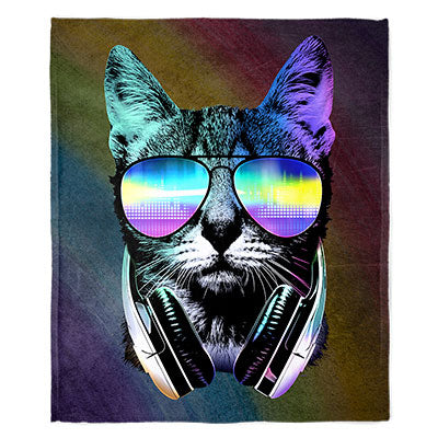50" x 60" DJ Cat Plush Minky Blanket
