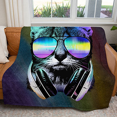 50" x 60" DJ Cat Plush Minky Blanket