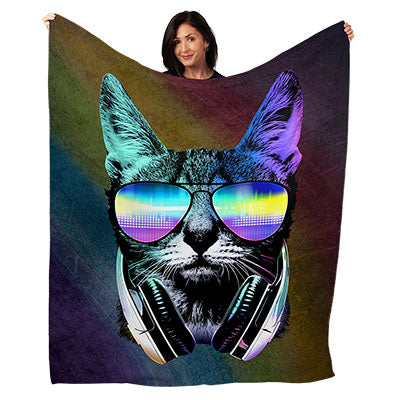 50" x 60" DJ Cat Plush Minky Blanket