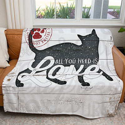 50" x 60" All You Need Is Love Cat Plush Minky Blanket