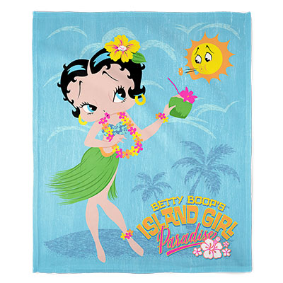 50" x 60" Betty Boops Island Girl Plush Minky Blanket