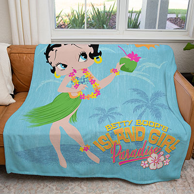 50" x 60" Betty Boops Island Girl Plush Minky Blanket