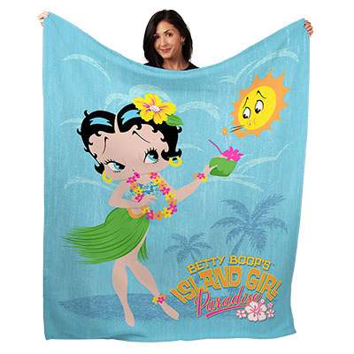 50" x 60" Betty Boops Island Girl Plush Minky Blanket