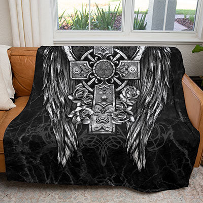 50" x 60" Winged Cross Plush Minky Blanket