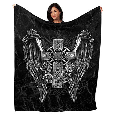 50" x 60" Winged Cross Plush Minky Blanket