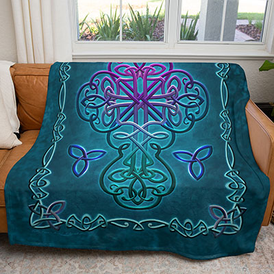 50" x 60" Celtic Cross Plush Minky Blanket