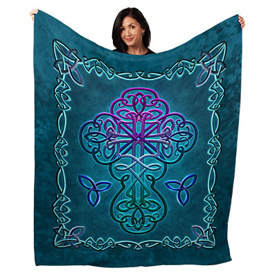 50" x 60" Celtic Cross Plush Minky Blanket