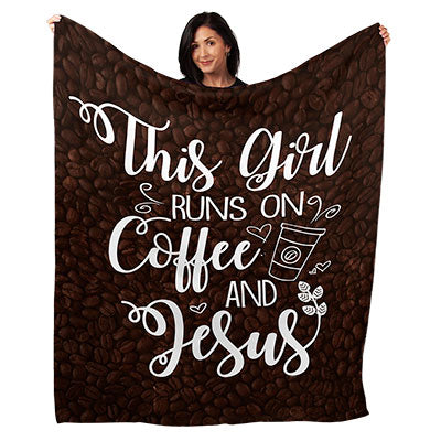 50" x 60" This Girl Coffee Jesus Plush Minky Blanket