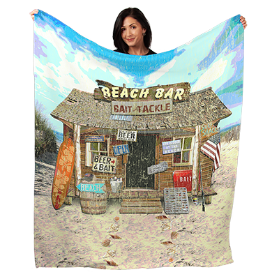 50" x 60" Beach Bar Plush Minky Blanket