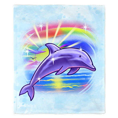 50" x 60" Airbrush Dolphin Plush Minky Blanket