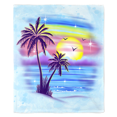 50" x 60" Airbrush Palm Trees Plush Minky Blanket