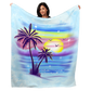 50" x 60" Airbrush Palm Trees Plush Minky Blanket
