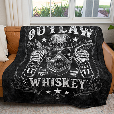 50" x 60" Outlaw Whiskey Plush Minky Blanket