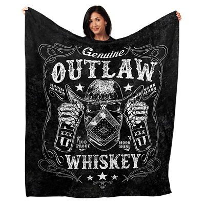 50" x 60" Outlaw Whiskey Plush Minky Blanket