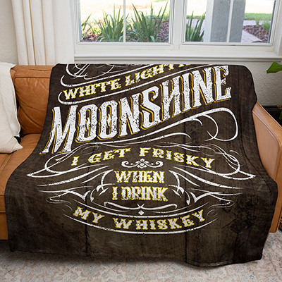 50" x 60" Frisky Whiskey Plush Minky Blanket