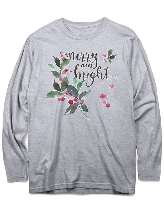 Women's Christmas Cotton Long Sleeve Merry and Holly