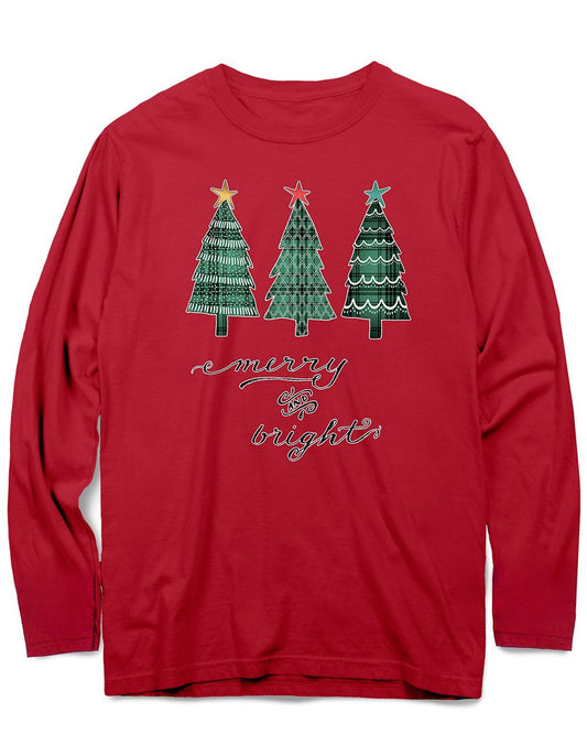 Women's Christmas Cotton Long Sleeve Merry and Bright