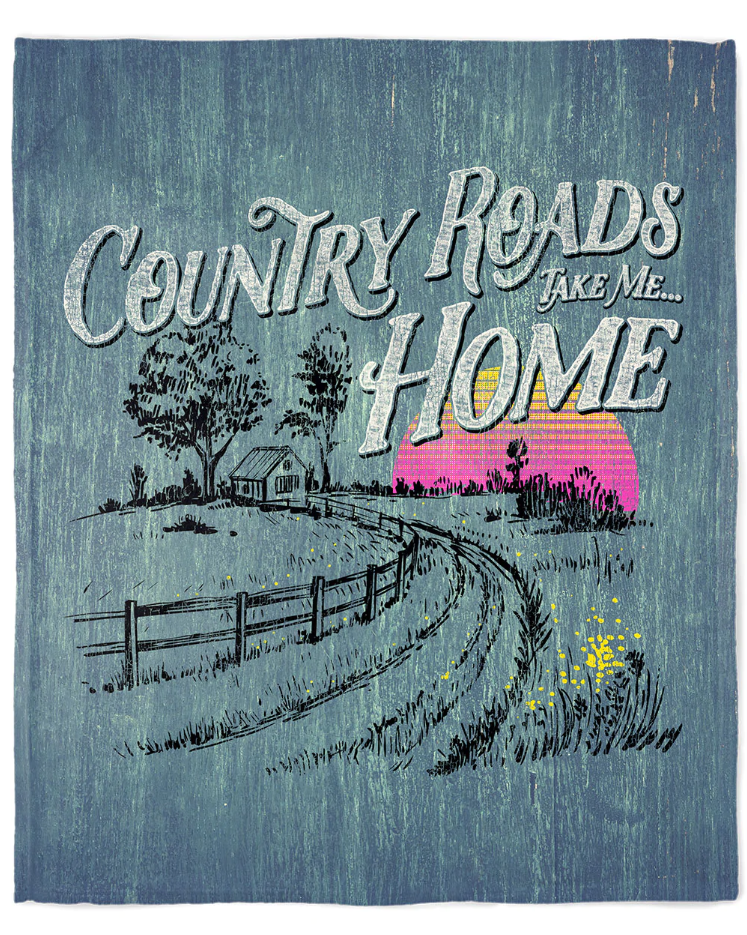 50" x 60" Country Roads Plush Minky Blanket