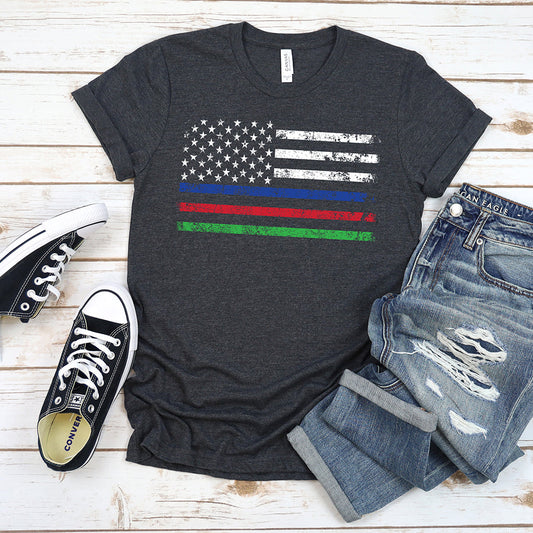 American Pride T-shirt, American Thin Lines Flag Tee