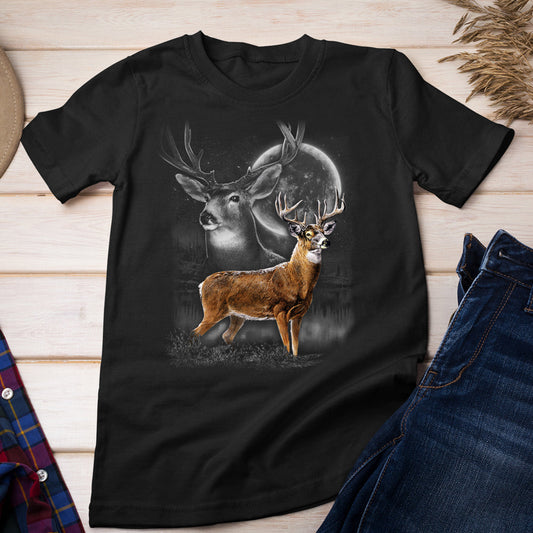 North American Wildlife T-shirt, Deer in Moonlight Tee