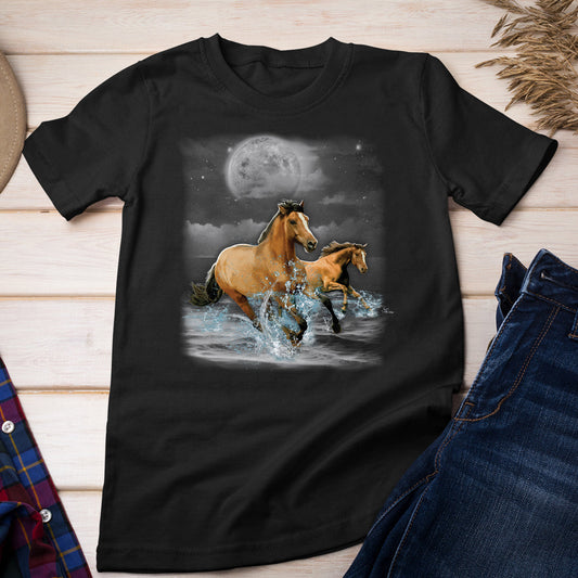 North American Wildlife T-shirt, Horses in Moonlight Tee