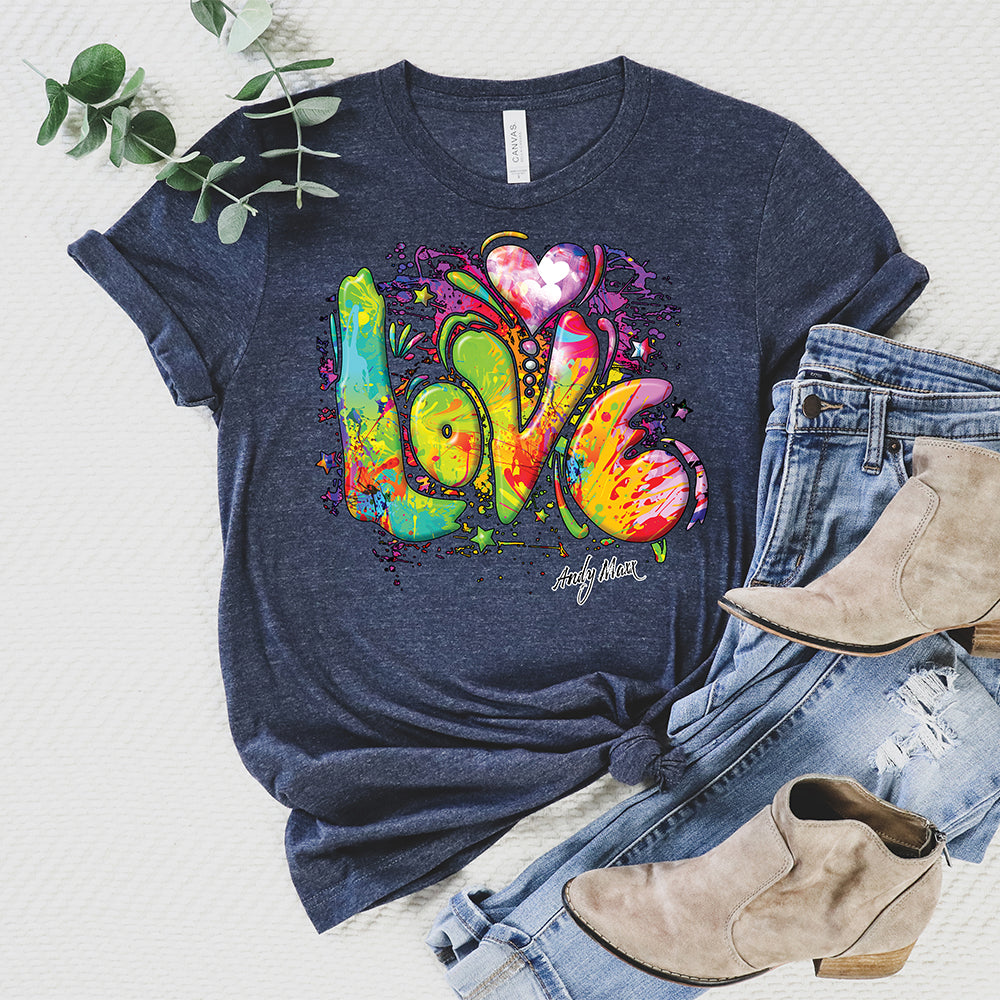 Coloful Love T-Shirt, Neon Love Tee