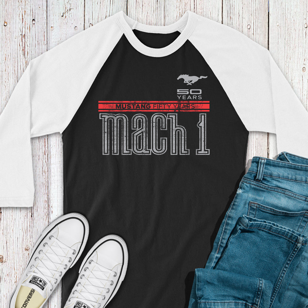 Ford Long Sleeve Tee, Mach I Three Quarter Sleeve Baseball Tee